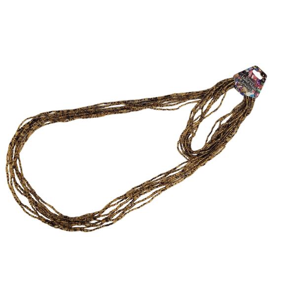 48" Long Brown Gold Seed Bead Necklace Boho Multistrand India Handmade  NEW - Picture 8 of 8